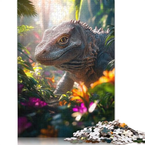 Komodowaran im tropischen Dschungel-Puzzle, 100% recycelter Karton, 100% recycelter Karton, Puzzle für Jungen oder Mädchen, 1000 Teile (26 x 38 cm) von QBIREX
