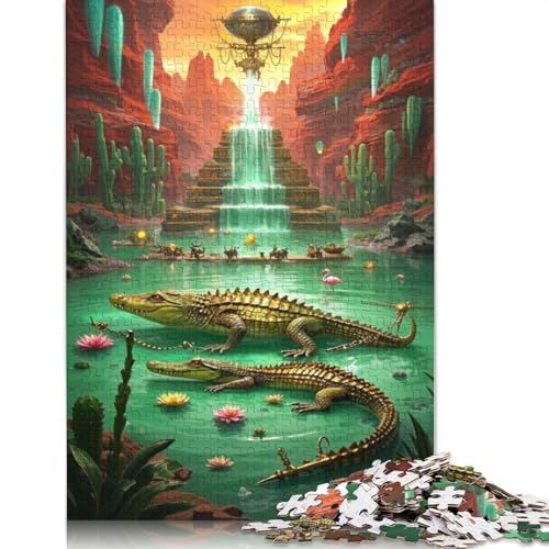 Krokodil-Puzzle, 100% recycelter Karton, 100% recycelter Karton, Puzzle für Jungen oder Mädchen, Geschenk, 1000 Teile (38 x 26 cm) von QBIREX