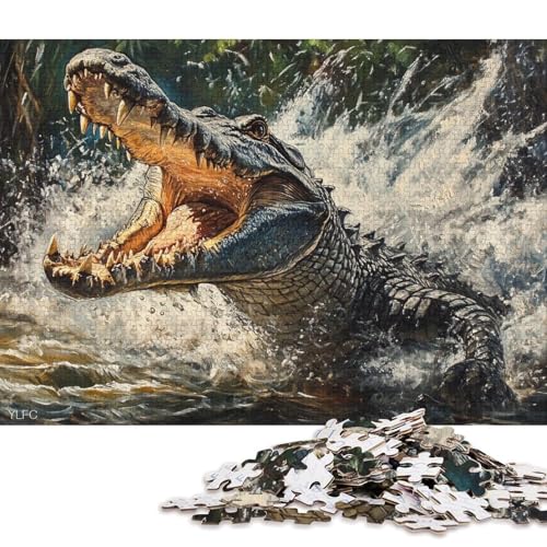 Krokodil-Puzzle, einzigartige Heimdekoration, 100% recycelter Karton, Puzzle für Jungen oder Mädchen, 70 x 50 cm/1000 Teile Krokodil-Puzzle, einzigartige Heimdekoration, 100% recycelter Karton, Puzzle für Jungen oder Mädchen, 70 x 50 cm/1000 Teile von QBIREX