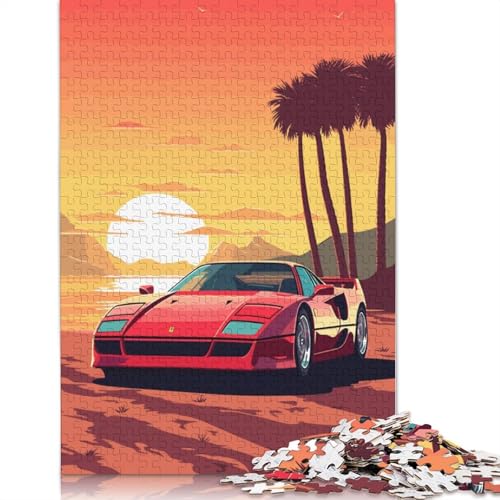 Kunst-Sportwagen-Puzzle, 100% recycelter Karton, 100% recycelter Karton, Puzzle für Jungen oder Mädchen, Geschenk, 1000 Teile (38 x 26 cm) von QBIREX