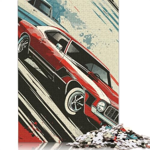 Kunst-Sportwagen-Puzzle, DIY-Spiel, rechteckiges Papierpuzzle für Jungen oder Mädchen, Geburtstagsgeschenk, 1000 Teile (38 x 26 cm) von QBIREX