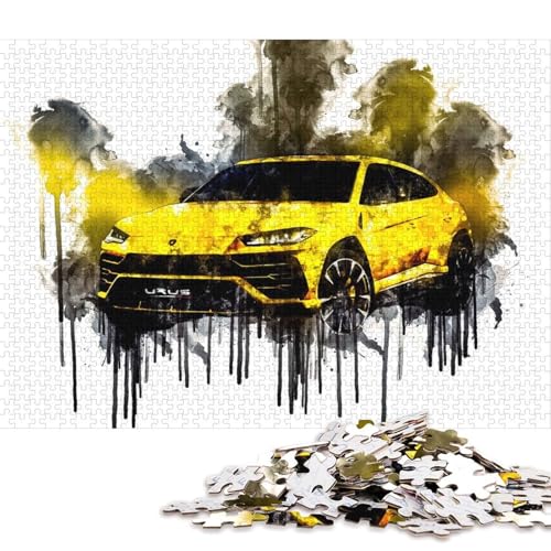 Kunst-Sportwagen-Puzzle, Entspannungs-Herausforderung, Spielzeug, Papier, rechteckig, Puzzle für Jungen oder Mädchen, Vatertagsgeschenke, 70 x 50 cm/1000 Teile von QBIREX