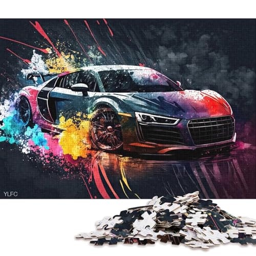 Kunst-Sportwagen-Puzzle, Entspannungs-Herausforderung, Spielzeug, Papier, rechteckig, Puzzle für Jungen oder Mädchen, Vatertagsgeschenke, 70 x 50 cm/1000 Teile von QBIREX
