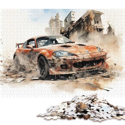 Kunst-Sportwagen-Puzzle, einzigartige Heimdekoration, 100% recycelter Karton, Puzzle für Jungen oder Mädchen, 70 x 50 cm/1000 Teile von QBIREX