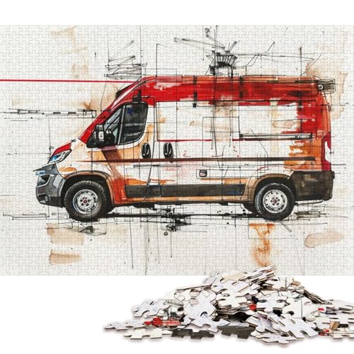 Kunst-Sportwagen-Puzzle, einzigartige Heimdekoration, 100% recycelter Karton, Puzzle für Jungen oder Mädchen, 70 x 50 cm/1000 Teile von QBIREX