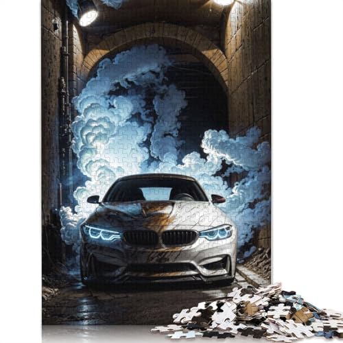 Kunst-Sportwagen-Puzzle, lustige Aktivität für zu Hause, Premium-Karton-Puzzle für Erwachsene, Teenager, Vatertagsgeschenke, 1000 Teile (75 x 50 cm) von QBIREX
