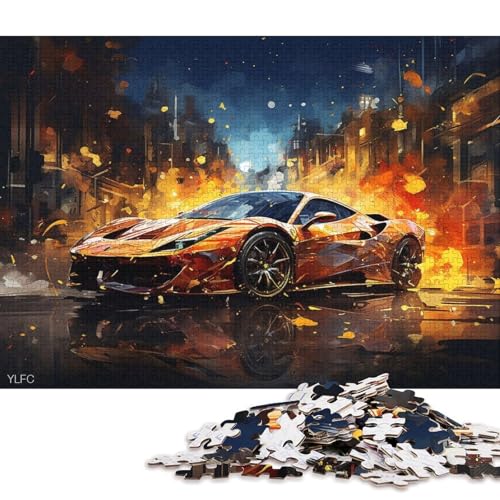 Kunst-Sportwagen-Puzzle, präzises, ineinandergreifendes Papier, rechteckiges Puzzle für Jungen oder Mädchen, 70 x 50 cm/1000 Teile Kunst-Sportwagen-Puzzle, präzises, ineinandergreifendes Papier, rechteckiges Puzzle für Jungen oder Mädchen, 70 x 50 cm/1000 Teile von QBIREX