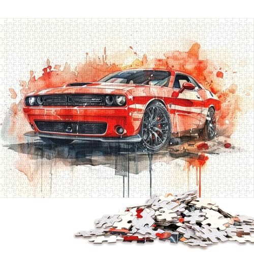 Kunst-Sportwagen-Puzzle, rechteckig, Pappe, Papier, rechteckig, Puzzle für Erwachsene und Kinder, 70 x 50 cm, 1000 Teile von QBIREX