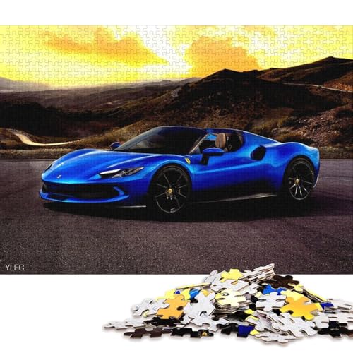 Kunst-Sportwagen-Puzzle, rechteckig, Pappe, Papier, rechteckig, Puzzle für Erwachsene und Kinder, 70 x 50 cm, 1000 Teile von QBIREX