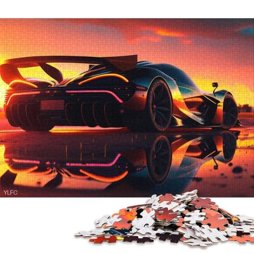 Kunst-Sportwagen-Puzzle, rechteckig, Pappe, Papier, rechteckig, Puzzle für Erwachsene und Kinder, 70 x 50 cm, 1000 Teile von QBIREX