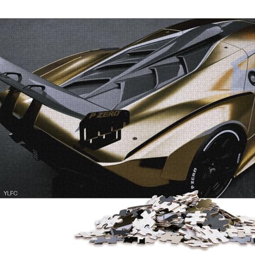 Kunst-Sportwagen-Puzzle, rechteckig, Pappe, Papier, rechteckig, Puzzle für Erwachsene und Kinder, 70 x 50 cm, 1000 Teile von QBIREX