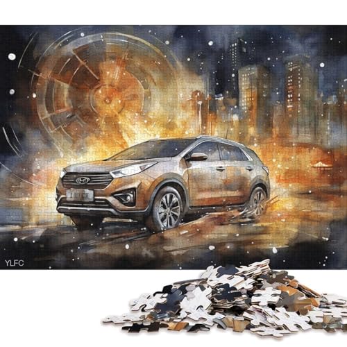 Kunst-Sportwagen-Puzzle, rechteckig, aus 100 Prozent recyceltem Karton, Puzzle für Erwachsene und Kinder, 38 x 26 cm, 1000 Teile von QBIREX