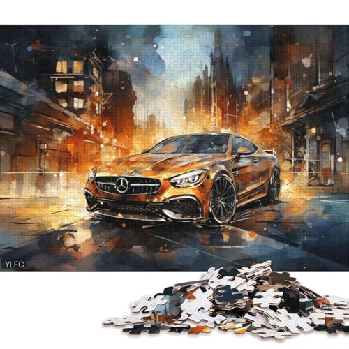 Kunst-Sportwagen-Puzzle, rechteckig, aus 100 Prozent recyceltem Karton, Puzzle für Erwachsene und Kinder, 38 x 26 cm, 1000 Teile Kunst-Sportwagen-Puzzle, rechteckig, aus 100 Prozent recyceltem Karton, Puzzle für Erwachsene und Kinder, 38 x 26 cm, 1000 Teile von QBIREX