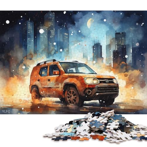 Kunst-Sportwagen-Puzzle, rechteckig, aus 100 Prozent recyceltem Karton, Puzzle für Erwachsene und Kinder, 38 x 26 cm, 1000 Teile Kunst-Sportwagen-Puzzle, rechteckig, aus 100 Prozent recyceltem Karton, Puzzle für Erwachsene und Kinder, 38 x 26 cm, 1000 Teile von QBIREX