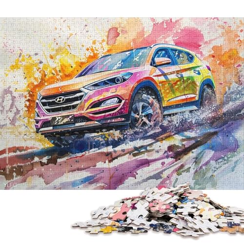 Kunst-Sportwagen-Puzzle, rechteckig, aus 100 Prozent recyceltem Karton, Puzzle für Erwachsene und Kinder, 38 x 26 cm, 1000 Teile Kunst-Sportwagen-Puzzle, rechteckig, aus 100 Prozent recyceltem Karton, Puzzle für Erwachsene und Kinder, 38 x 26 cm, 1000 Teile von QBIREX