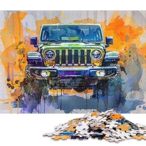 Kunst-Sportwagen-Puzzle, rechteckig, aus 100 Prozent recyceltem Karton, Puzzle für Erwachsene und Kinder, 38 x 26 cm, 1000 Teile von QBIREX