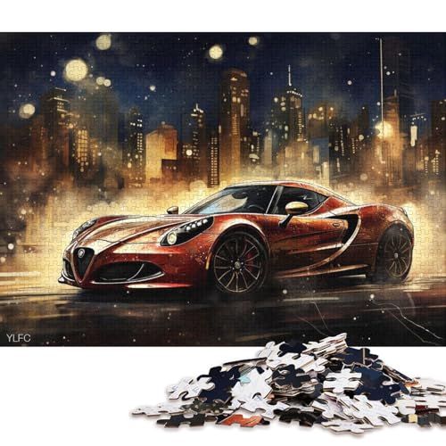 Kunst-Sportwagen-Puzzle, rechteckig, aus 100 Prozent recyceltem Karton, Puzzle für Erwachsene und Kinder, 38 x 26 cm, 1000 Teile von QBIREX