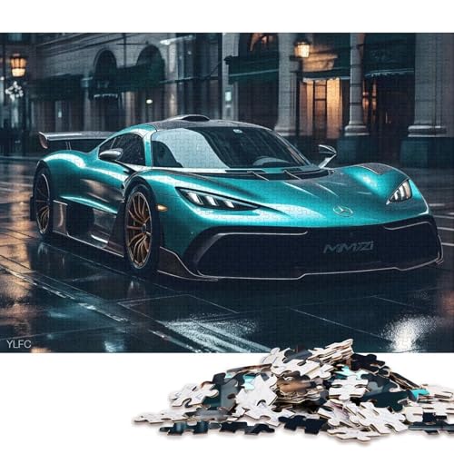 Kunst-Sportwagen-Puzzle, rechteckig, aus 100 Prozent recyceltem Karton, Puzzle für Erwachsene und Kinder, 38 x 26 cm, 1000 Teile von QBIREX