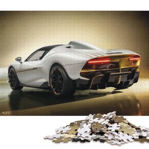 Kunst-Sportwagen-Puzzle, rechteckig, aus 100 Prozent recyceltem Karton, Puzzle für Erwachsene und Kinder, 70 x 50 cm, 1000 Teile von QBIREX