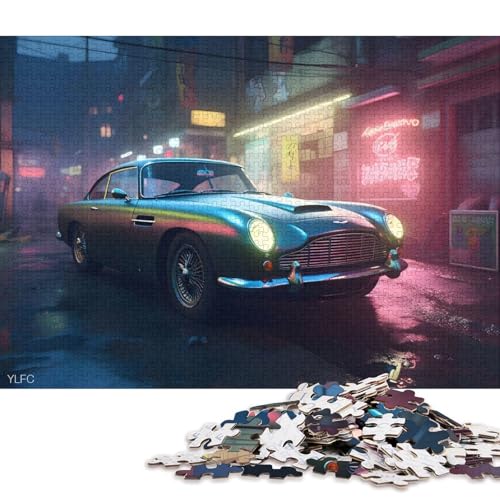 Kunst-Sportwagen-Puzzle, rechteckig, aus 100 Prozent recyceltem Karton, Puzzle für Erwachsene und Kinder, 70 x 50 cm, 1000 Teile von QBIREX