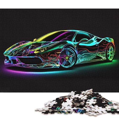 Kunst-Sportwagen-Puzzle, rechteckig, aus 100 Prozent recyceltem Karton, Puzzle für Erwachsene und Kinder, 70 x 50 cm, 1000 Teile von QBIREX