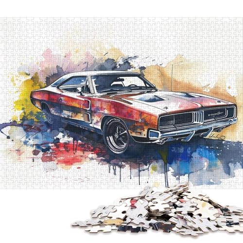 Kunst-Sportwagen-Puzzle, schwierig, 100 Prozent recycelter Karton, Puzzle für Frauen und Männer, Vatertagsgeschenke, 38 x 26 cm, 1000 Teile Kunst-Sportwagen-Puzzle, schwierig, 100 Prozent recycelter Karton, Puzzle für Frauen und Männer, Vatertagsgeschenke, 38 x 26 cm, 1000 Teile von QBIREX