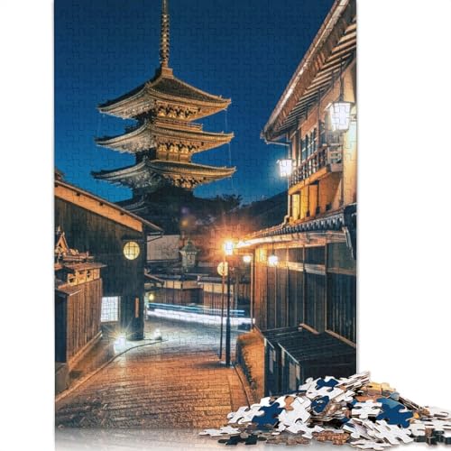 Kyoto bei Nacht Puzzle, Lernspiele, Familienaktivitäten, Premium-Karton-Puzzle für Frauen und Männer, 1000 Teile (75 x 50 cm) von QBIREX