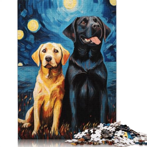 Labrador-Paar Van Gogh Puzzle für Erwachsene, Denksportaufgaben für Erwachsene, Puzzlespiele für Erwachsene und Teenager, 1000 Teile (75 x 50 cm) von QBIREX