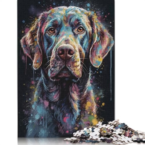 Labrador Painting Puzzle 1000-teilige Schwer Puzzle Spielzeug Lernspiel Impossible Herausforderungsspielzeug Für Erwachsene Kinder 520pcs (52x38cm) von QBIREX