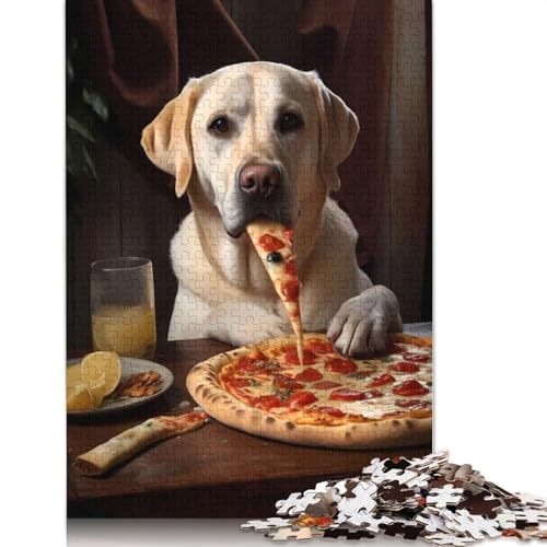Labrador Retriever Pizza Puzzles 1000 Teile Schwer Puzzle Spielzeug Pädagogisches Spiel Impossible Herausforderung Spielzeug Für Erwachsene Kinder 1000pcs (40x28cm) von QBIREX