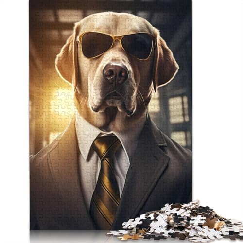 Labrador Retriever in Suit Puzzle 1000 Teile Schwer Puzzle Spielzeug Lernspiel Impossible Herausforderung Spielzeug Für Erwachsene Und Kinder in Bewährter 1000pcs (40x28cm) von QBIREX