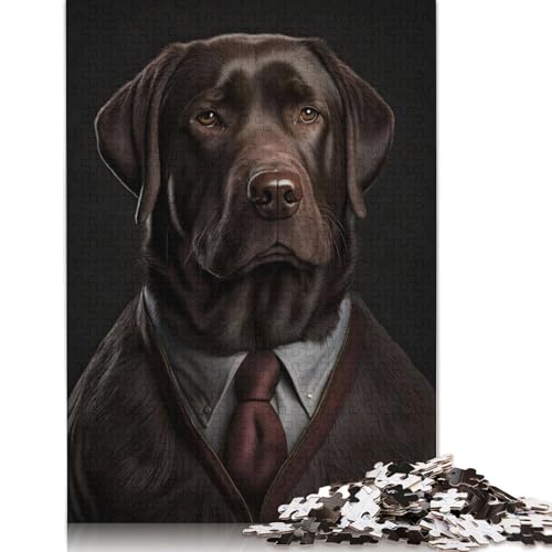 Labrador in A Mens Suit Puzzle 1000-teilige Schwer Puzzle Spielzeug Pädagogisches Spiel Impossible Herausforderung Spielzeug Für Erwachsene Kinder 1500pcs (85x57cm) von QBIREX