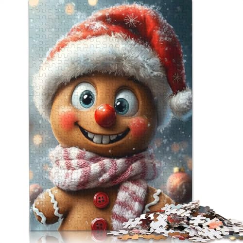 Lächelnder Lebkuchenmann, Weihnachtspuzzle, Familienspaß, rechteckiges Papierpuzzle für Jungen oder Mädchen, 1000 Teile (75 x 50 cm) von QBIREX