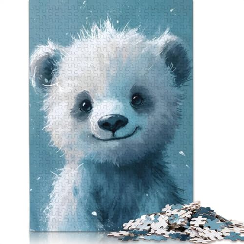 Lächelndes Eisbärjunges-Puzzle, Familienspaß, rechteckiges Papierpuzzle für Kinder und Erwachsene ab 12 Jahren, Geburtstagsgeschenk, 1000 Teile (75 x 50 cm) von QBIREX