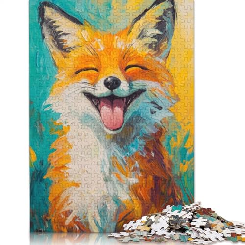 Lächelndes Fuchs-Porträt-Puzzle, Denksportaufgabe, 100% recycelter Karton, Puzzle für Kinder und Erwachsene ab 12 Jahren, Vatertagsgeschenk, 1000 Teile (75 x 50 cm) von QBIREX