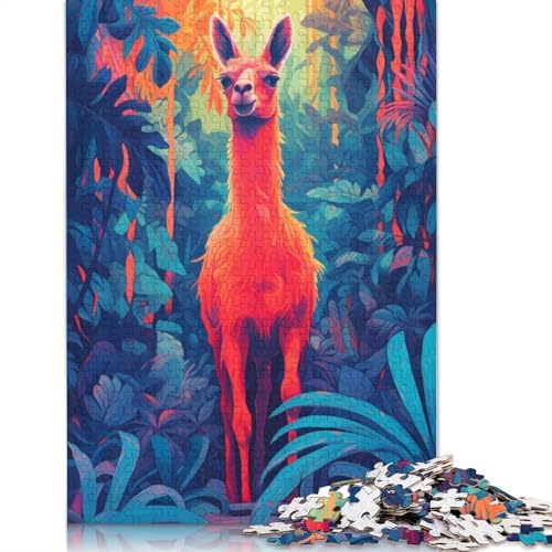 Lama im Dschungel-Puzzle, DIY-Spiel, rechteckiges Papierpuzzle für Jungen oder Mädchen, Geburtstagsgeschenk, 1000 Teile (26 x 38 cm) von QBIREX