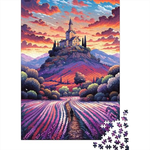 Lavendelfelder in der Provence, France24 Puzzle, Denksportaufgabe, 100% recycelter Karton, Puzzle für Damen und Herren, 1000 Teile (75 x 50 cm) von QBIREX