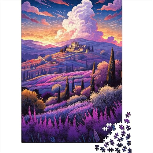 Lavendelfelder in der Provence, Frankreich, 30 Puzzle, 100% recycelter Karton, Puzzle für Jungen oder Mädchen, 1000 Teile (38 x 26 cm) von QBIREX