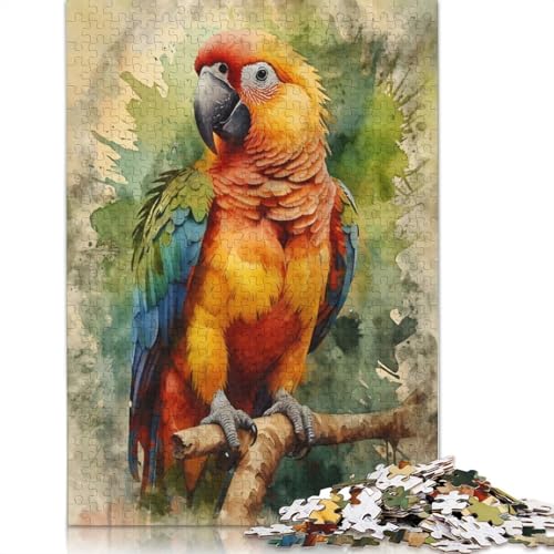 Lebendiges Scharlachrotes Ara-Puzzle, einzigartige Heimdekoration, 100% recycelte Pappe, Puzzle für Jungen oder Mädchen, 1000 Teile (38 x 26 cm) von QBIREX