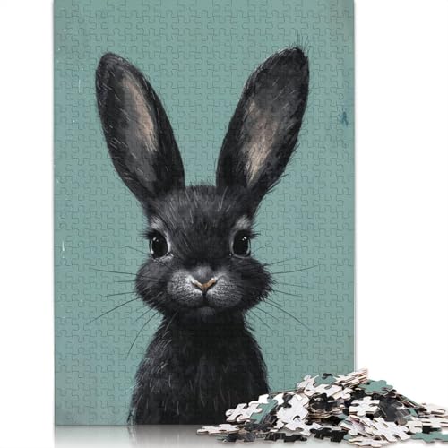 Lebhaftes schwarzes Häschen-Puzzle, 100% recycelter Karton, 100% recycelter Karton, Puzzle für Jungen oder Mädchen, 1000 Teile (26 x 38 cm) von QBIREX