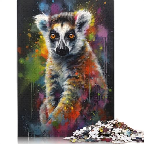 Lemur Painting Puzzle 1500 Teile Schwer Puzzle Spielzeug Pädagogisches Spiel Impossible Herausforderung Spielzeug Für Erwachsene Kinder 1500pcs (85x57cm) von QBIREX