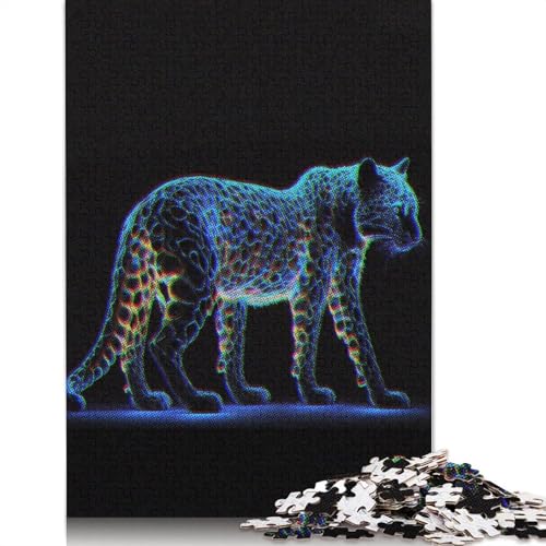 Leopard Art Puzzles 1000-teilige Schwer Puzzle Spielzeug Lernspiel Impossible Herausforderungsspielzeug Für Erwachsene Kinder 1000pcs (40x28cm) von QBIREX