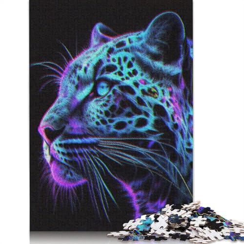 Leopard Blue Line Puzzle 1000 Teile Schwer Puzzle Spielzeug Lernspiel Impossible Herausforderung Spielzeug Für Erwachsene Kinder 1000pcs (75x50cm) von QBIREX