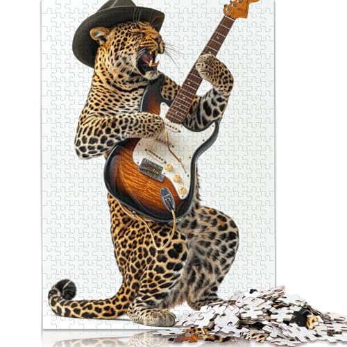Leopard Guitar Puzzle 1500 Teile Schwer Puzzle Spielzeug Lernspiel Impossible Herausforderungsspielzeug Für Erwachsene Und Kinder Ab 12 Jahren 1500pcs (85x57cm) von QBIREX