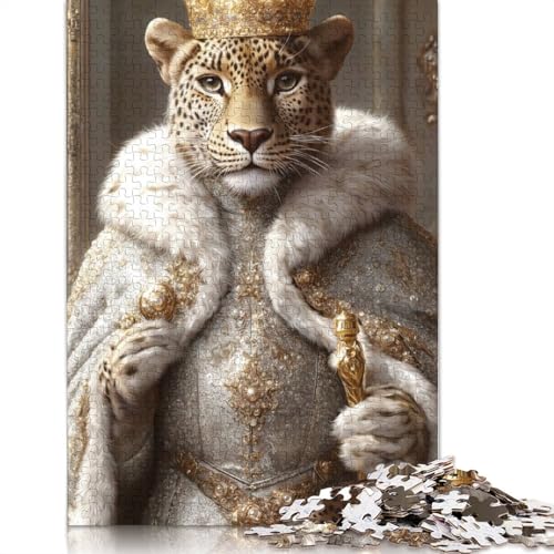 Leopard King Puzzle, Familienspaß, rechteckiges Papierpuzzle für Kinder und Erwachsene ab 12 Jahren, Geburtstagsgeschenk, 1000 Teile (26 x 38 cm) von QBIREX