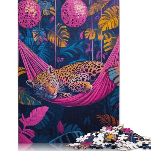 Leopard in der Hängematte, Puzzle, Entspannungs-Herausforderung, Spielzeug, rechteckiges Papierpuzzle für Jungen oder Mädchen, Vatertagsgeschenke, 1000 Teile (75 x 50 cm) von QBIREX