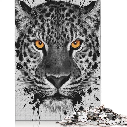 Leoparden-Aquarell-Puzzle, 1500 Teile, Entspannungs-Herausforderungsspielzeug, schwierige Puzzles für Frauen und Männer, 1500 Teile (85 x 57 cm) von QBIREX