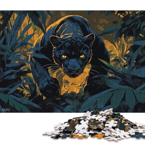 Leoparden-Puzzle, 100% recyceltes Kartonpapier, rechteckiges Puzzle für Erwachsene und Kinder, 70 x 50 cm/1000 Teile von QBIREX