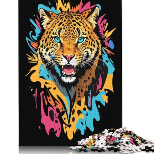 Leopardenkopf-Graffiti-Puzzle, DIY-Spiel, rechteckiges Papierpuzzle für Jungen oder Mädchen, Geburtstagsgeschenk, 1000 Teile (26 x 38 cm) von QBIREX