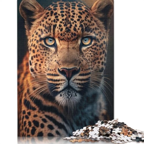 Leopardenporträt, 520-teiliges Puzzle für Erwachsene, rechteckige Papptafel, schwierige Puzzles für Frauen und Männer, 520 Teile (52 x 38 cm) von QBIREX